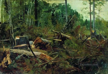 Ivan Ivanovich Shishkin Painting - felling classical landscape Ivan Ivanovich